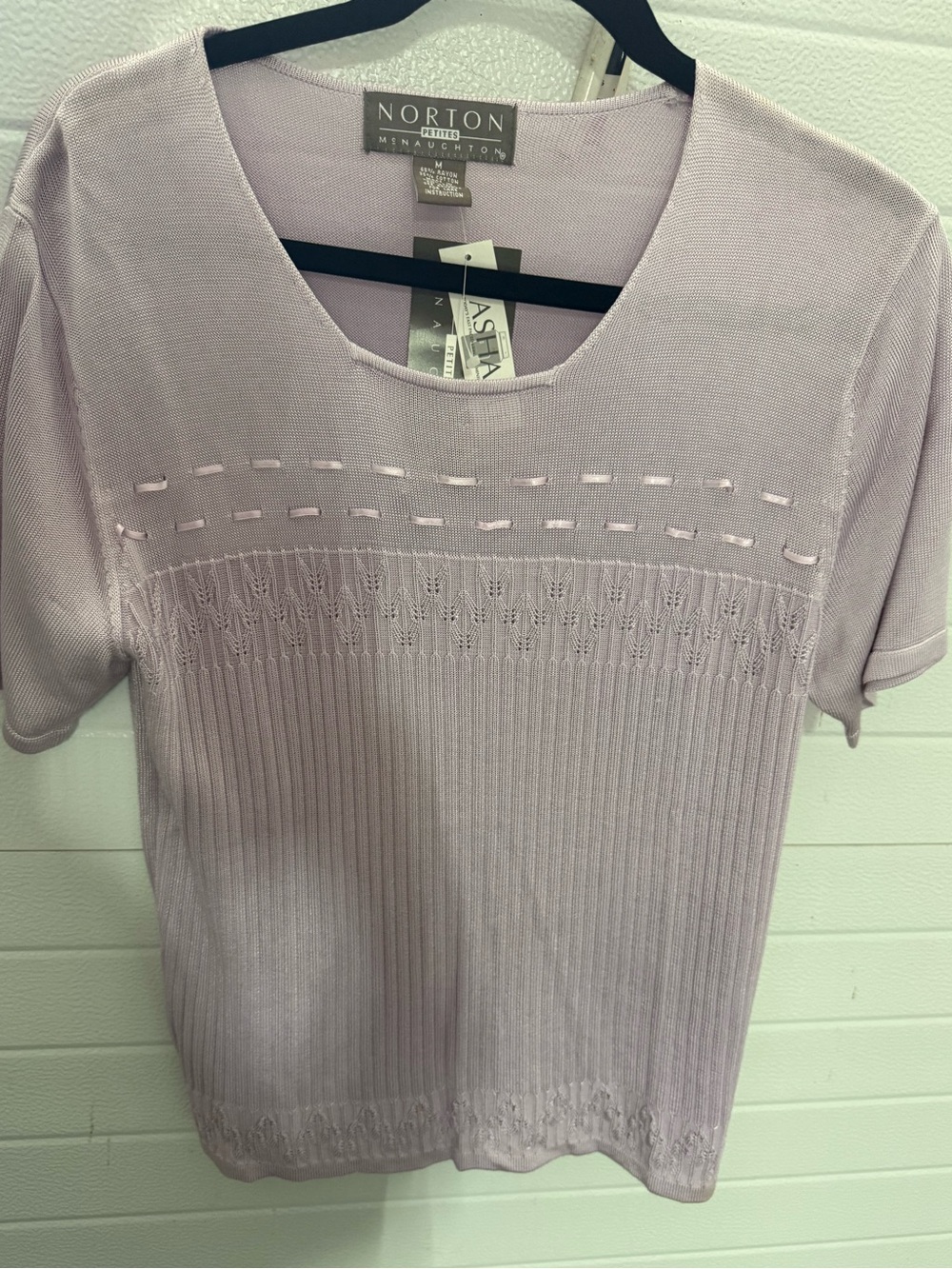 NWT Norton McNaughton Lavender Short-Sleeve Knit Top